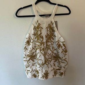 Vanessa Virginia for Anthropologie embroidered linen tank top